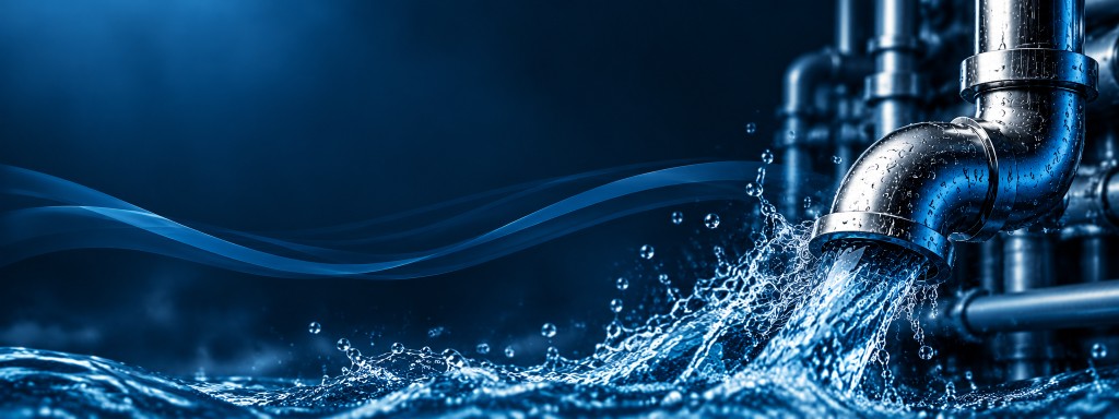 Water flowing from a chrome pipe