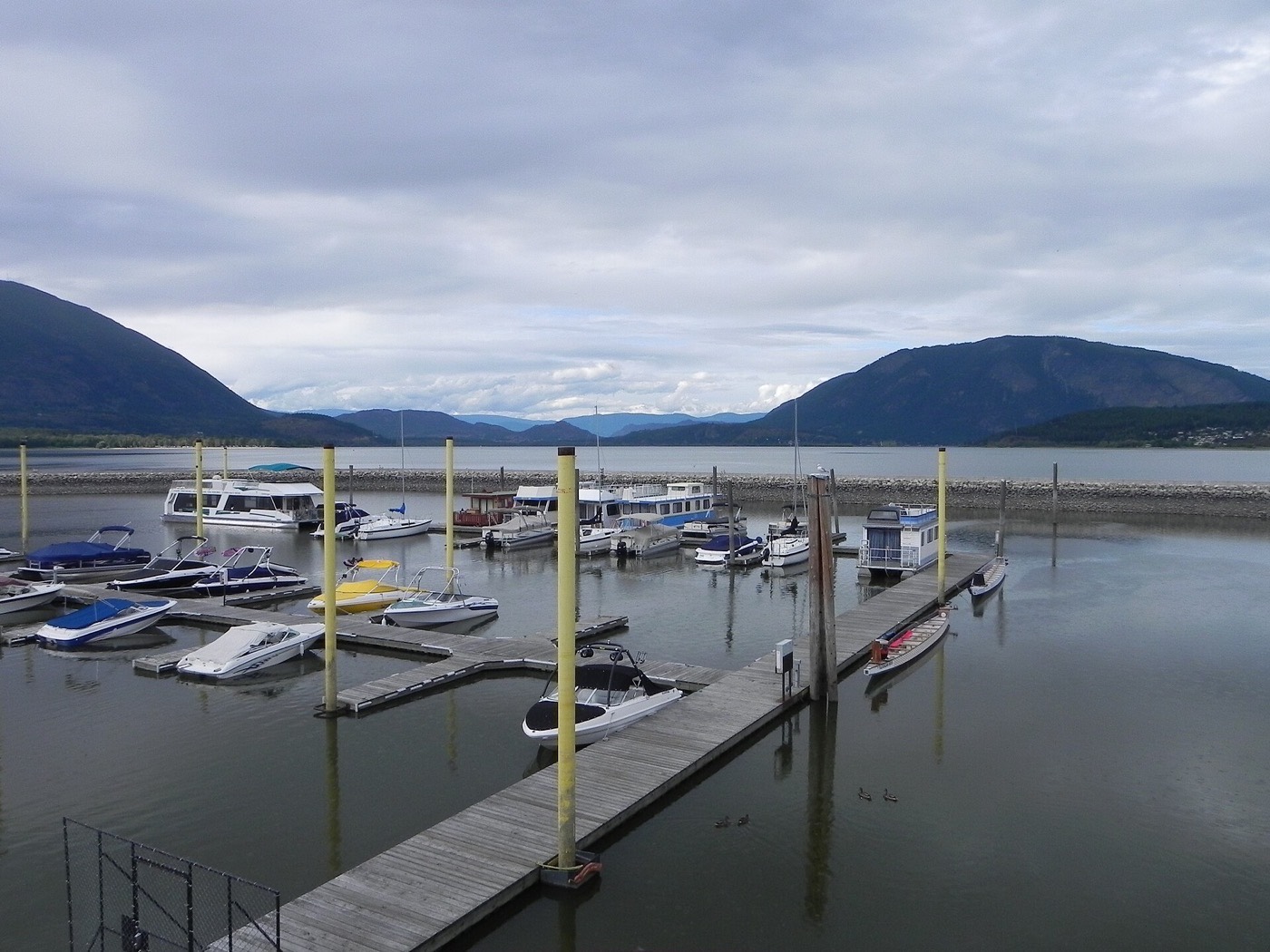 Boats at the harbour in Salmon Arm on Shuswap Lake